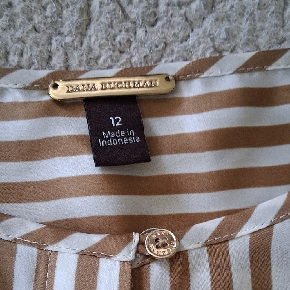 Dana Buchman Beige And White Striped Blouse - Picture 2 of 5